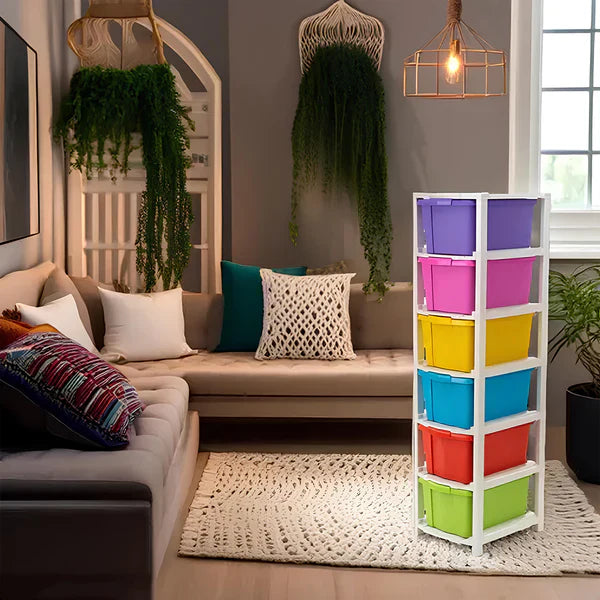 Colorful 6-Tier Storage Drawers