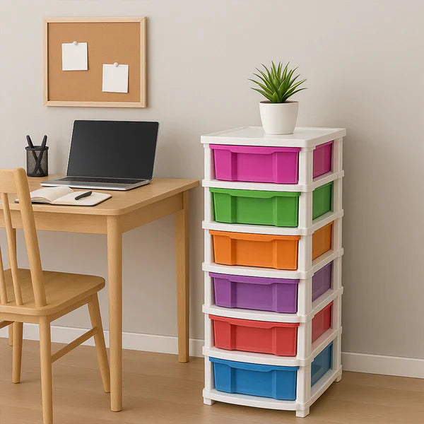 Colorful 6-Tier Storage Drawers