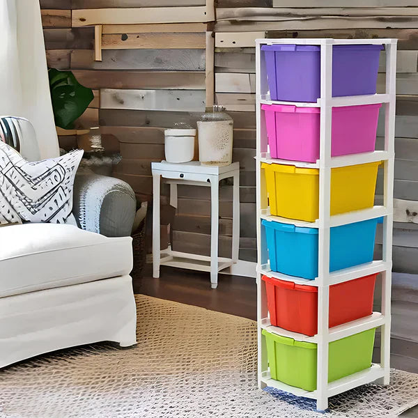 Colorful 6-Tier Storage Drawers