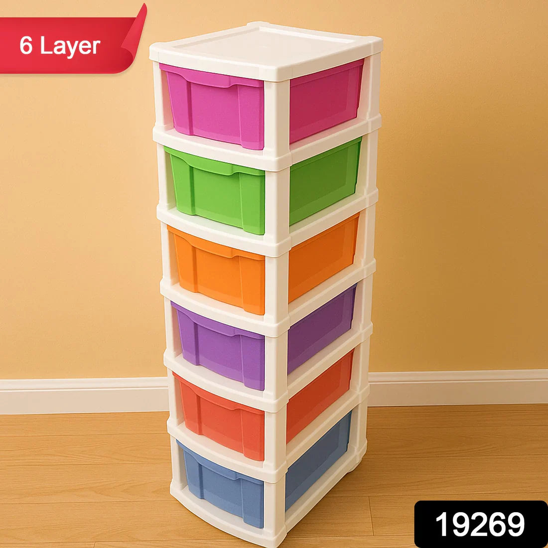 Colorful 6-Tier Storage Drawers