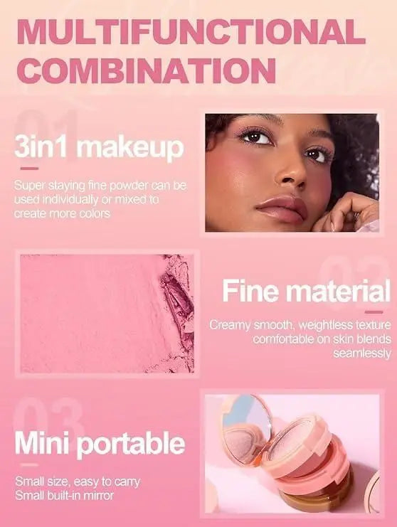 3-in-1 Blusher + Highlighter Palette