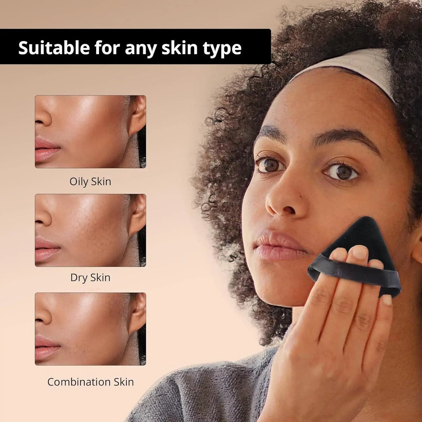 Triangle Makeup Powder Puff – Black