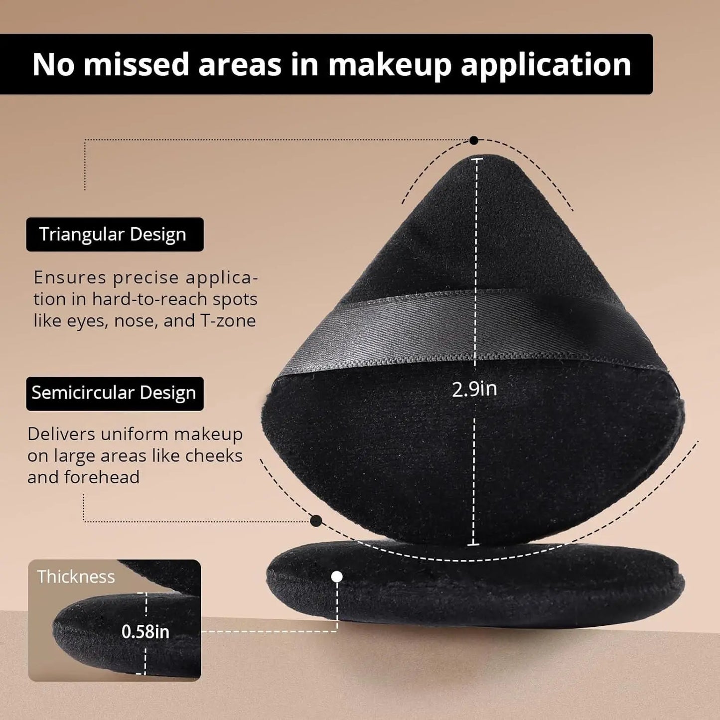 Triangle Makeup Powder Puff – Black
