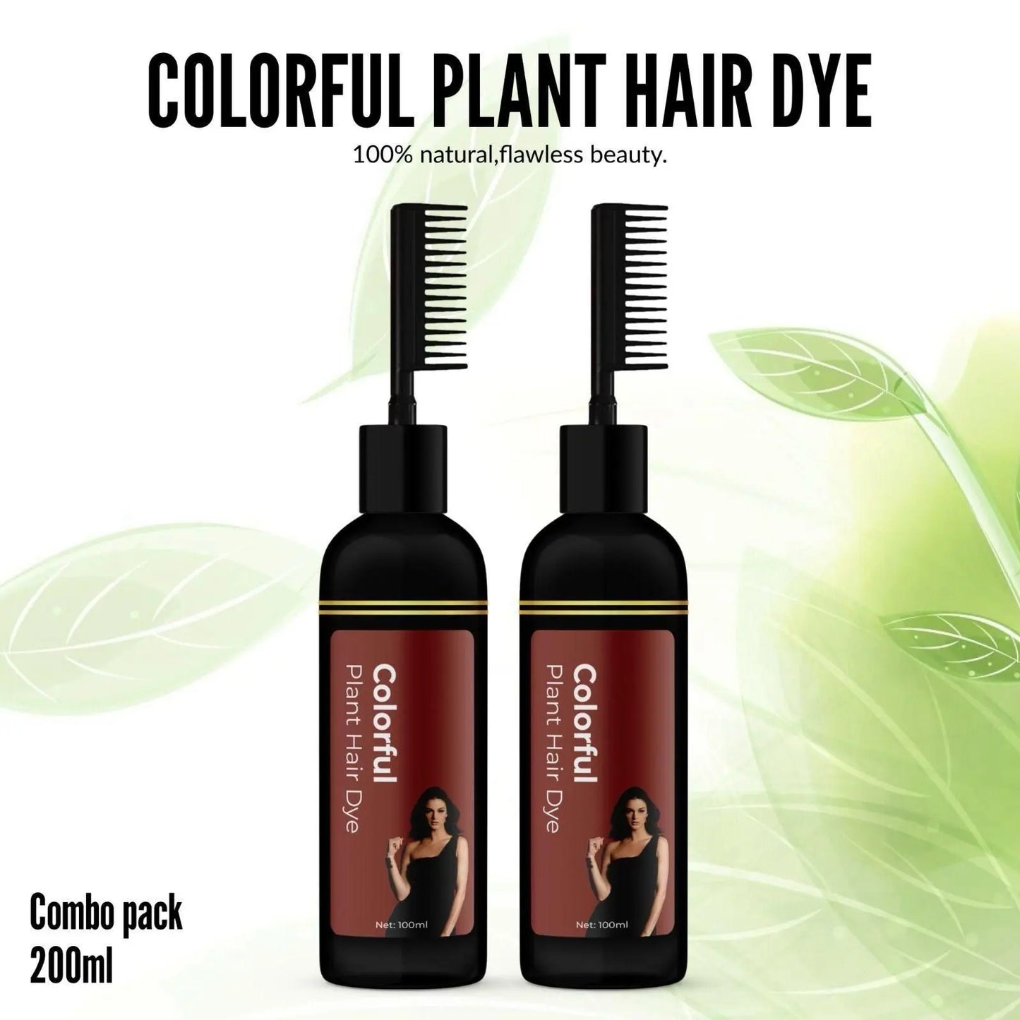 Colorful Plant Hair Dye Comb Shampoo – 100ml (Pack of 2)