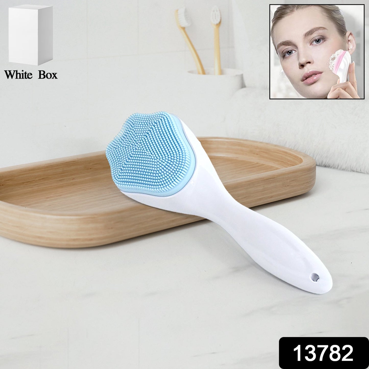 Silicone Face Scrubber Exfoliating Brush Manual Handheld Facial Cleansing Brush (1 Pc)