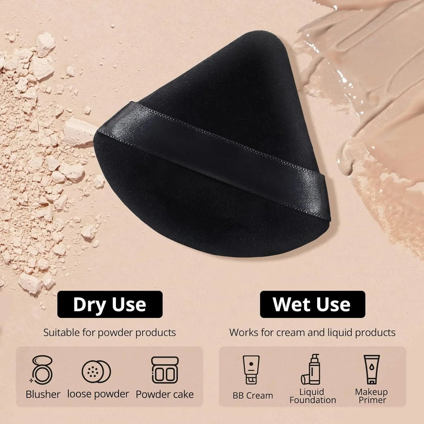Triangle Makeup Powder Puff – Black